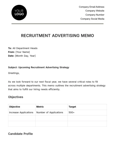 Free Recruitment Advertising Memo HR Template to Edit Online