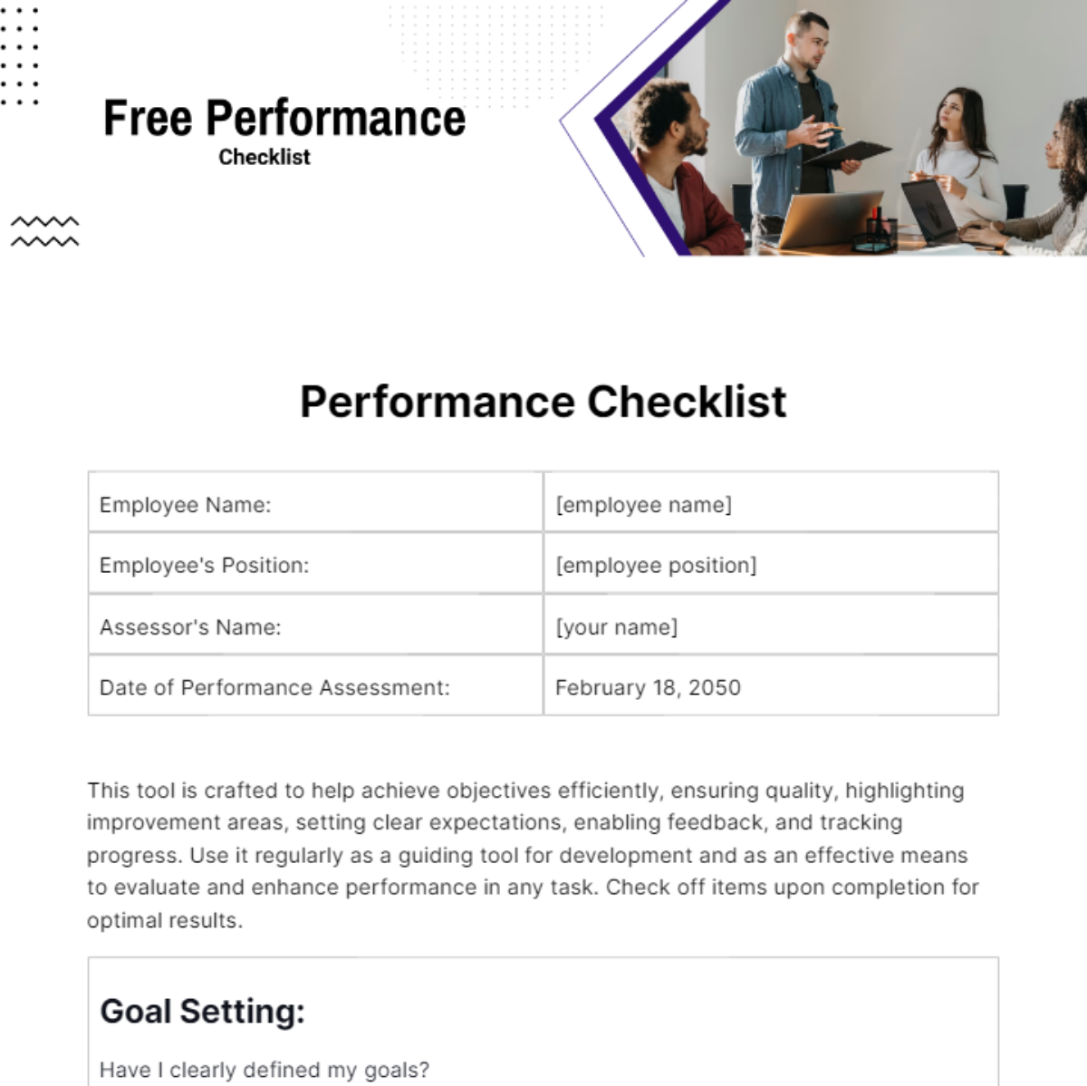 Performance Checklist Template