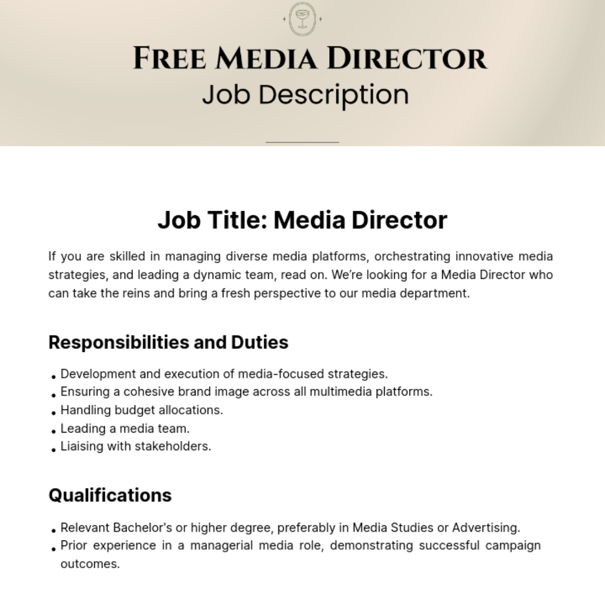 Free Media Director Job Description Template