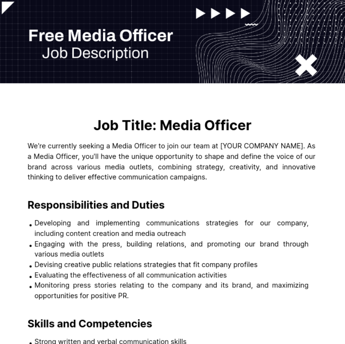 Media Officer Job Description Template