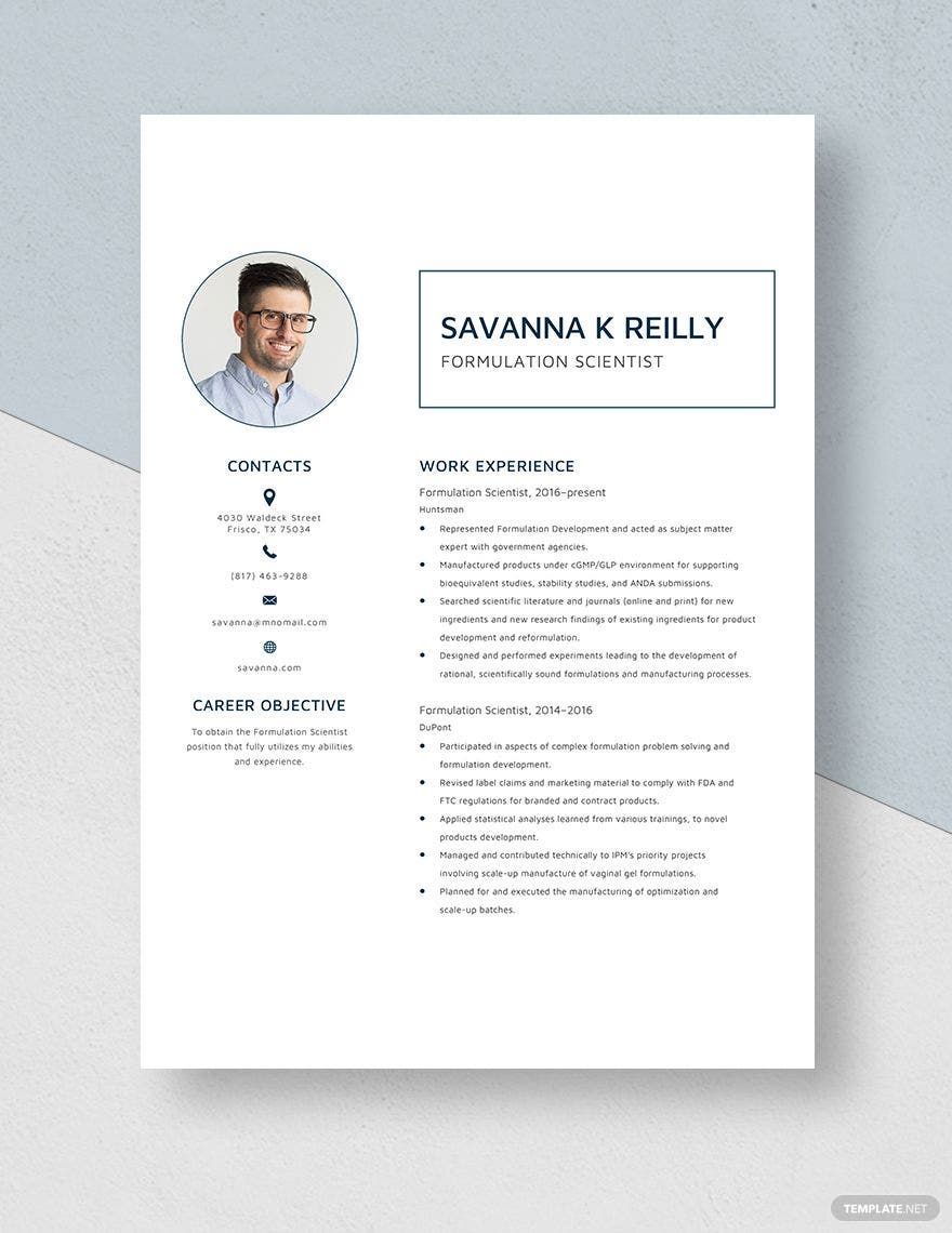 Formulation Scientist Resume in Pages, Word - Download | Template.net