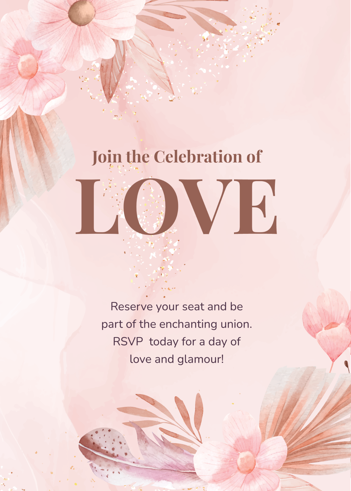 Rose Gold Wedding Invitation Template