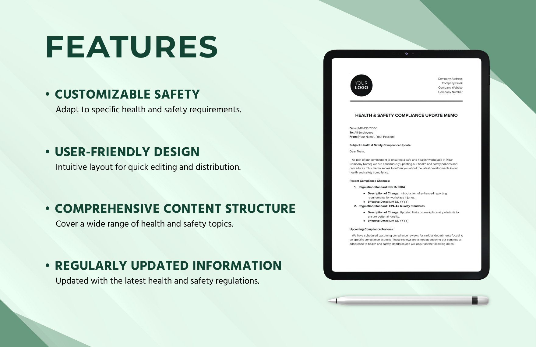 Health & Safety Compliance Update Memo Template