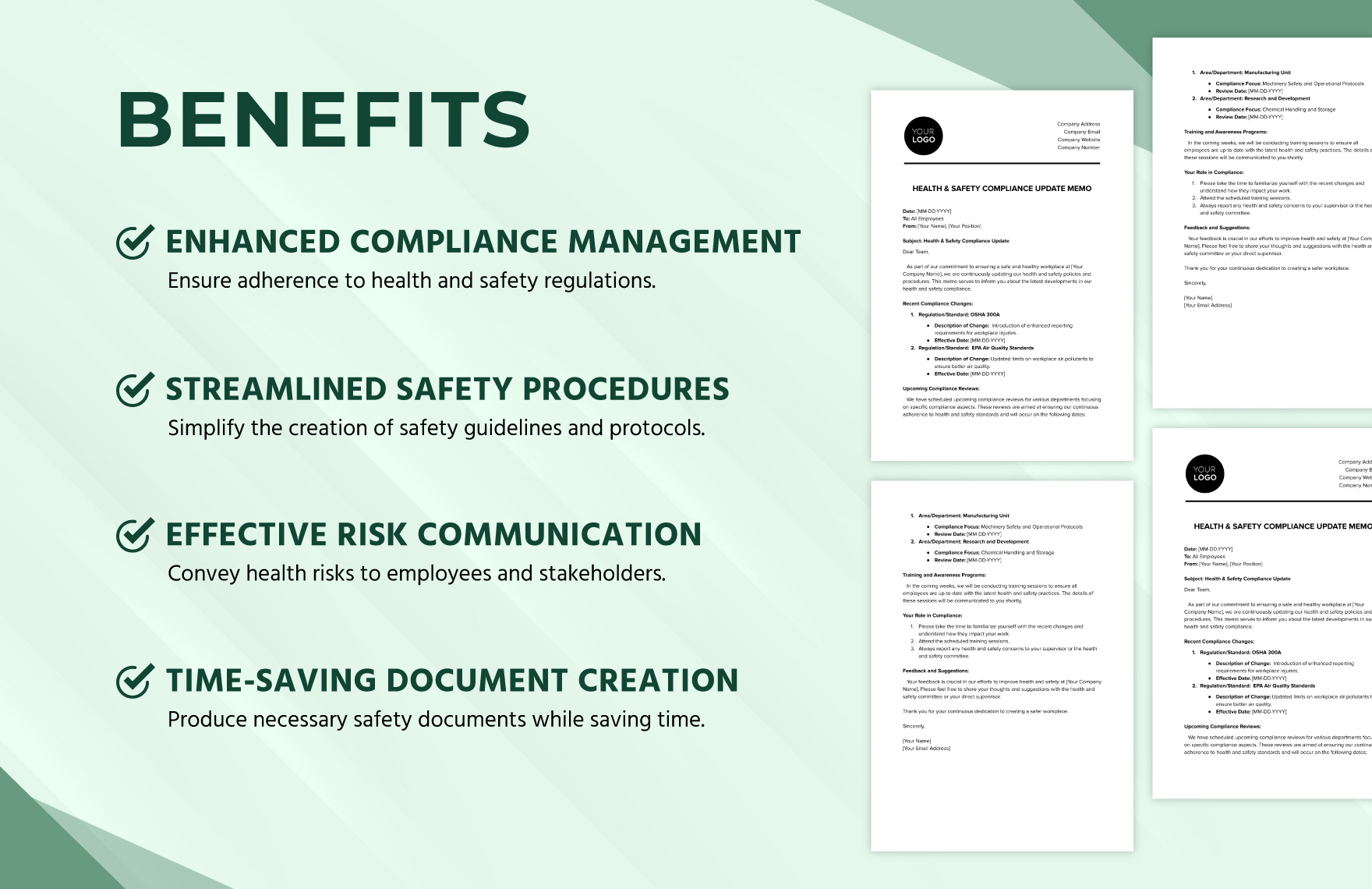 Health Safety Compliance Update Memo Template