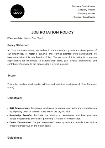 Free Job Rotation Policy HR Template to Edit Online
