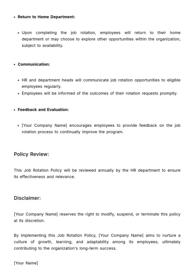 Free Job Rotation Policy HR Template to Edit Online