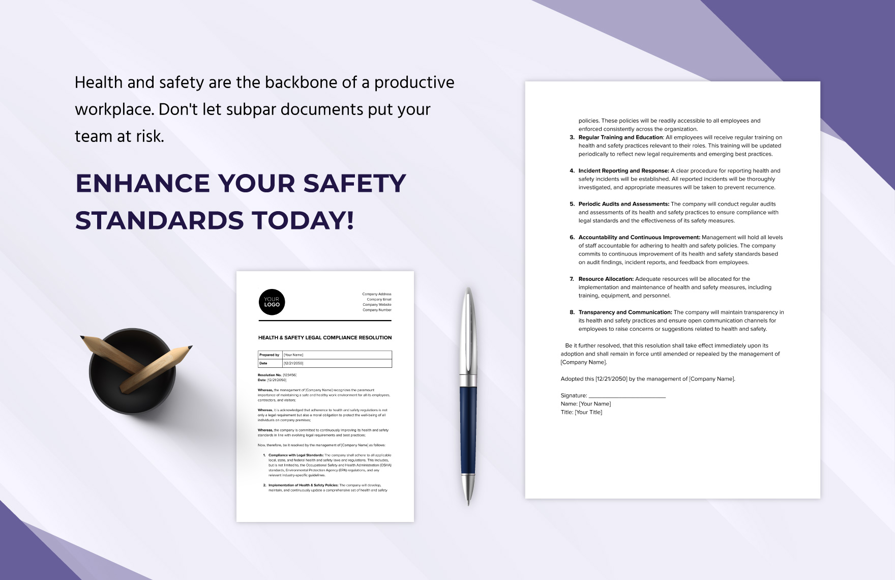 Health & Safety Legal Compliance Resolution Template