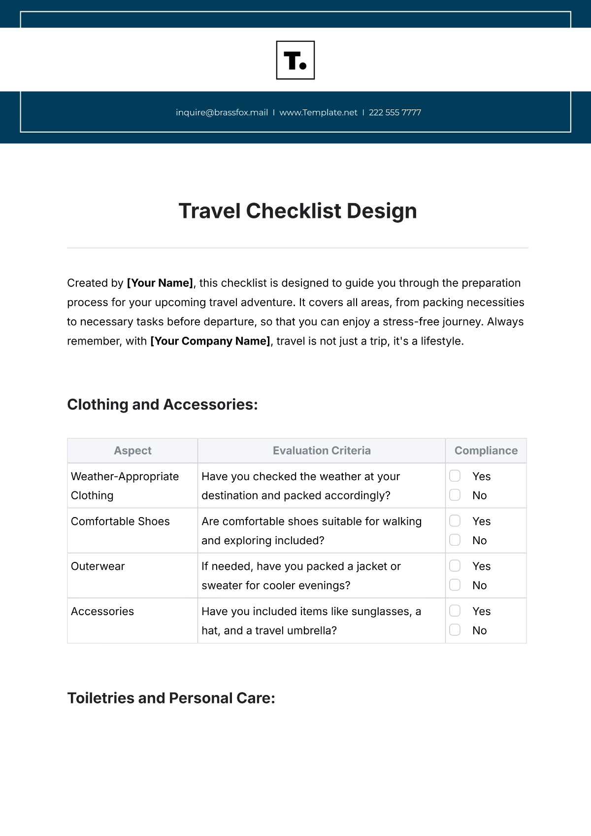 Free Travel Checklist Templates Editable And Printable