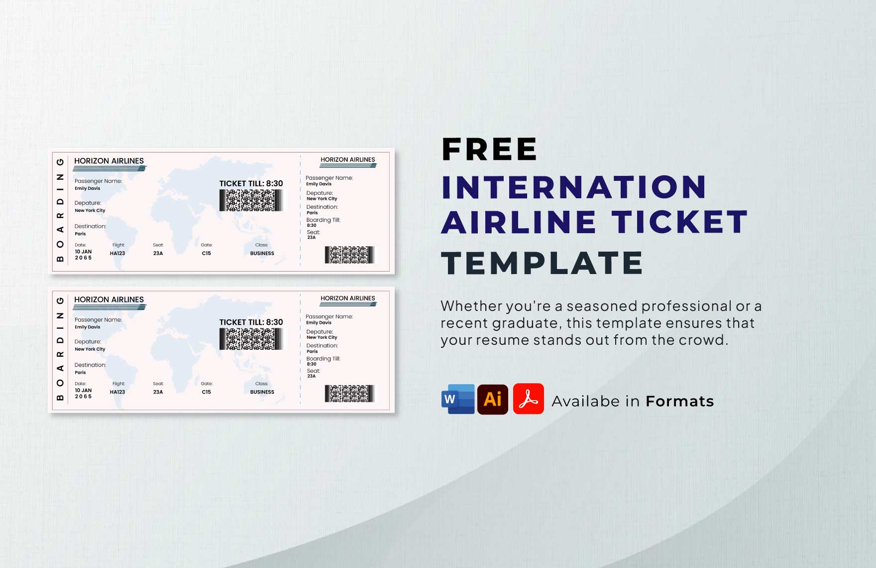 Internation Airline Ticket Template