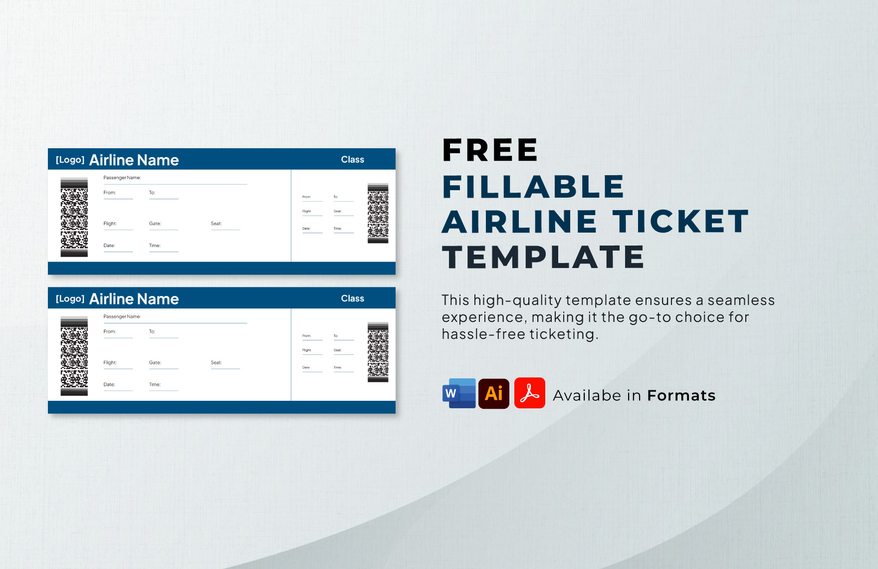 Fillable Airline Ticket Template in Word, PDF, Illustrator