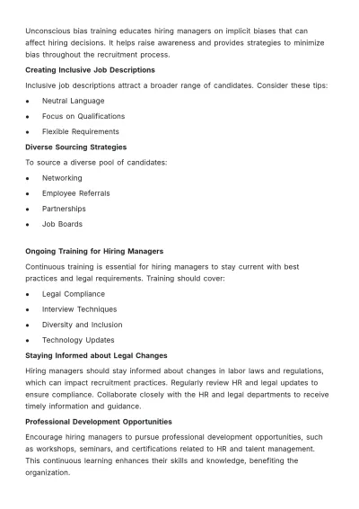 Free Hiring Manager Training Manual HR Template to Edit Online