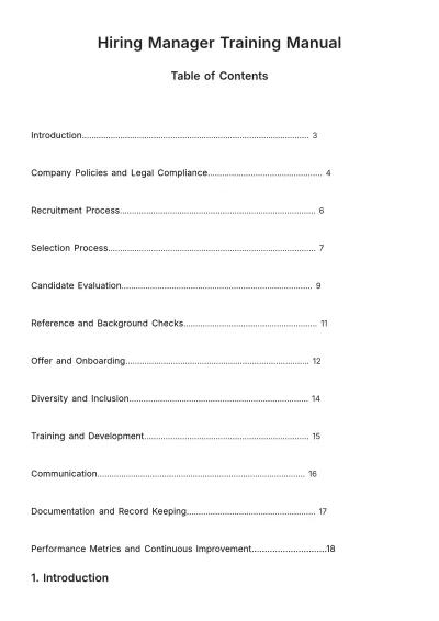 Free Hiring Manager Training Manual HR Template to Edit Online