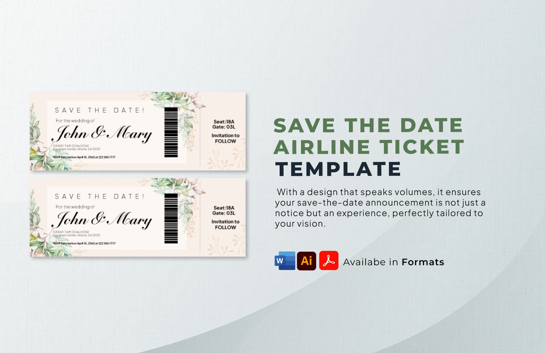 Save The Date Airline Ticket Template