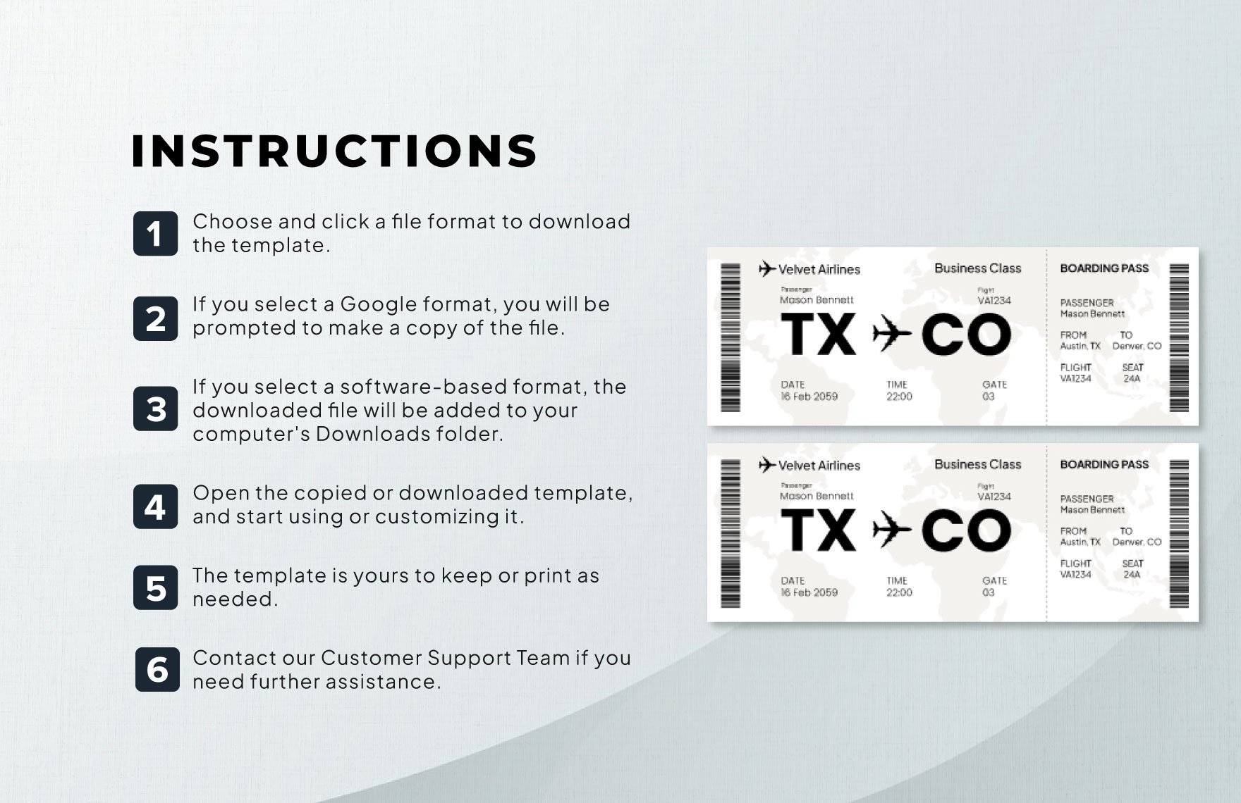 Business Airline Ticket Template