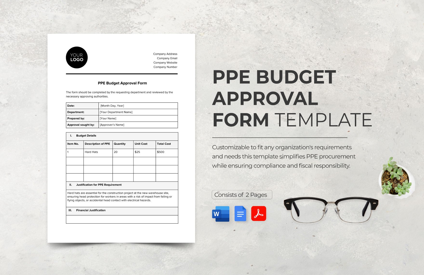 PPE Budget Approval Form Template