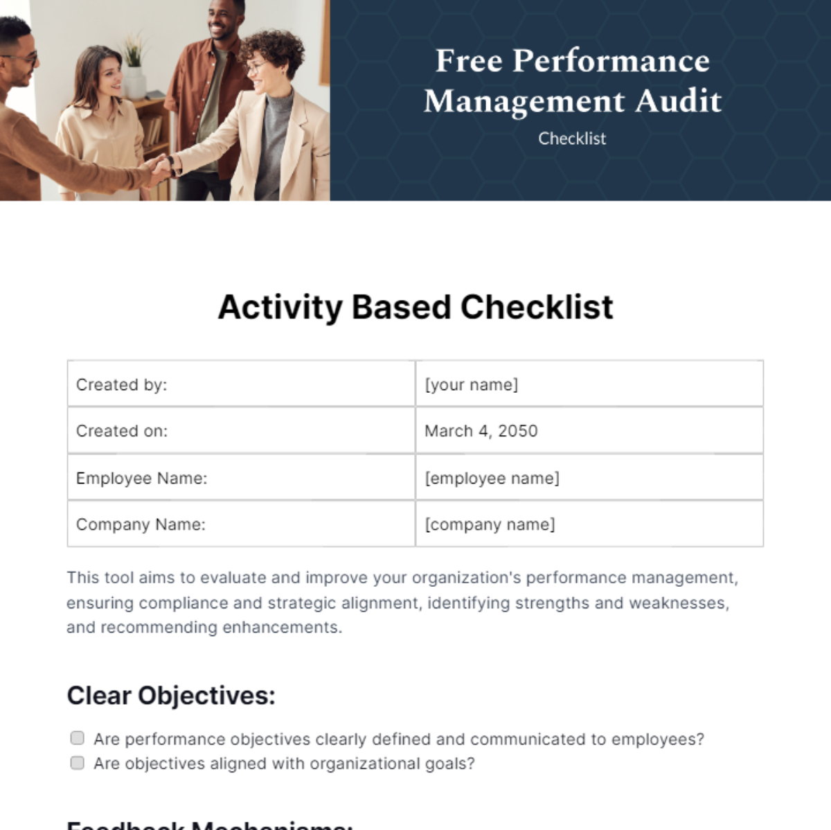 Performance Management Audit Checklist Template