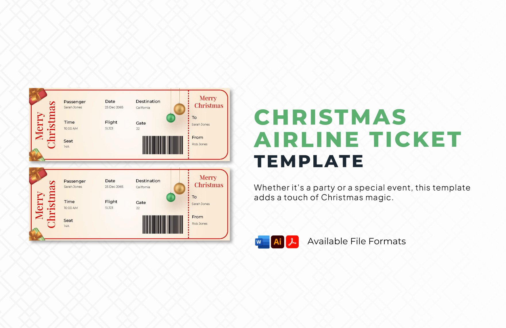 Christmas Airline Ticket Template