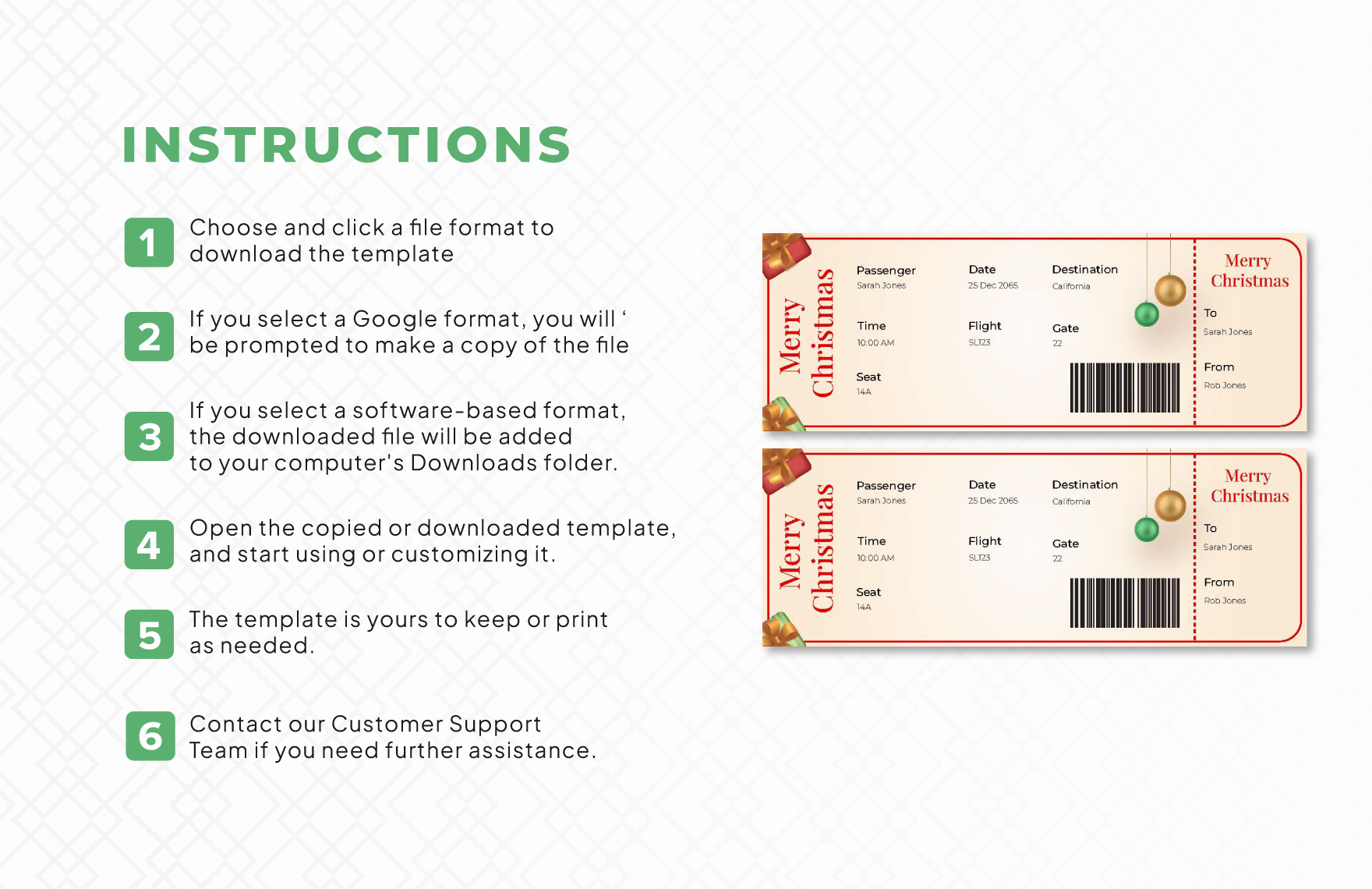 Christmas Airline Ticket Template