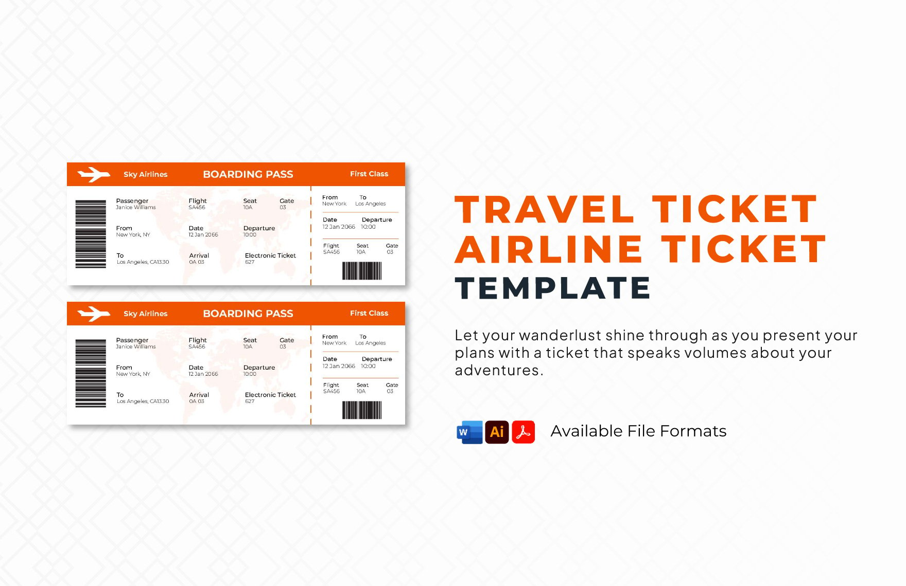 Travel Ticket Airline Ticket Template