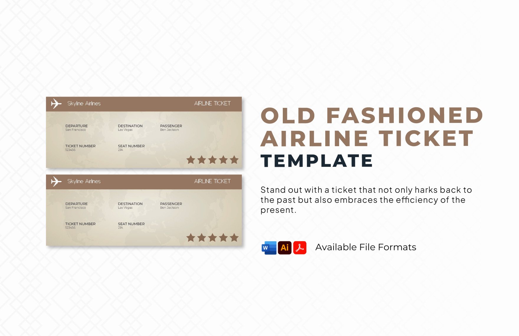 Old Fashioned Airline Ticket Template