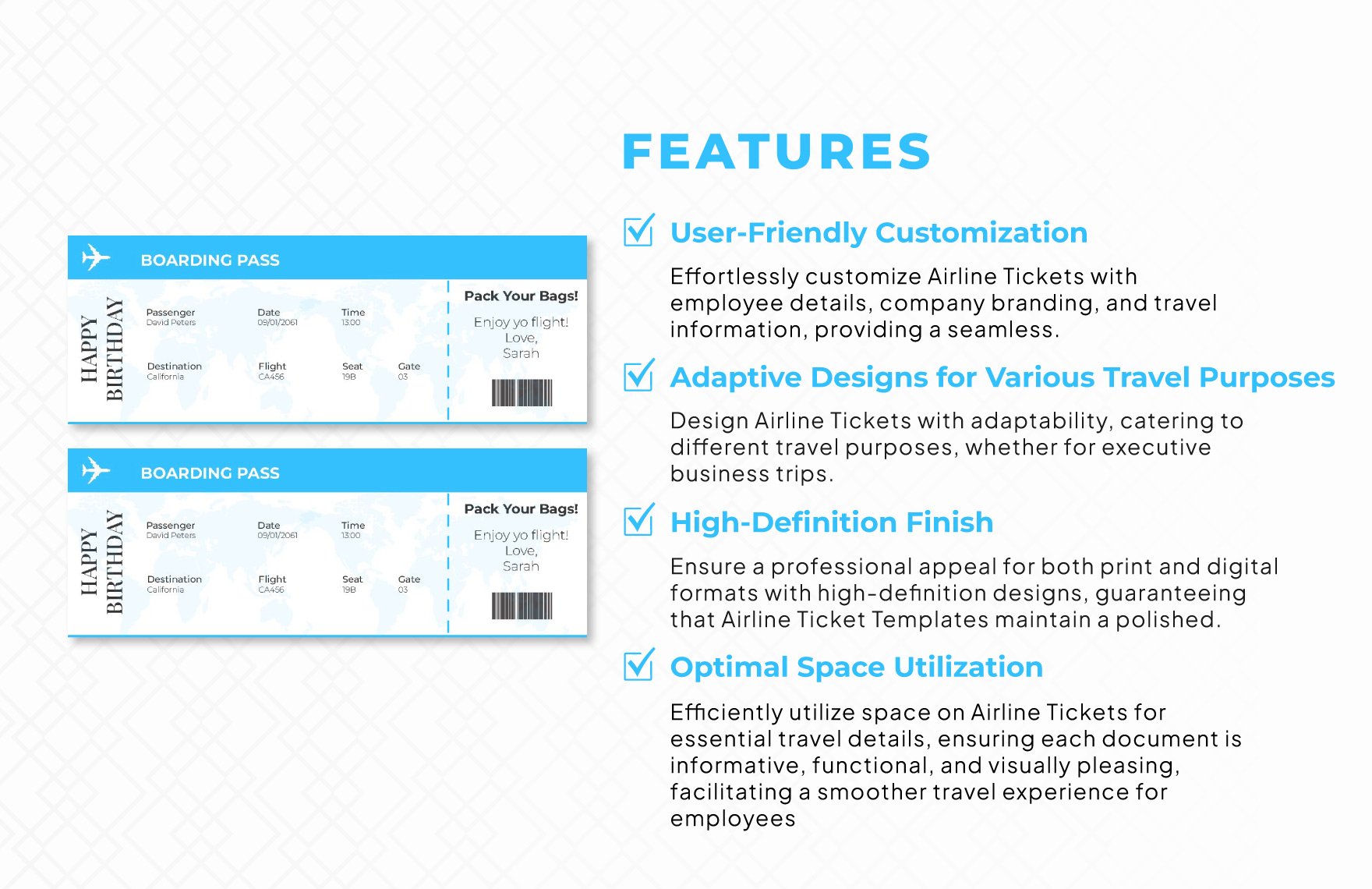 Surprise Airline Ticket Template