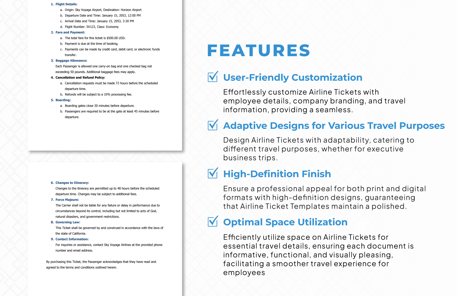 Sales Contract Airline Ticket Template