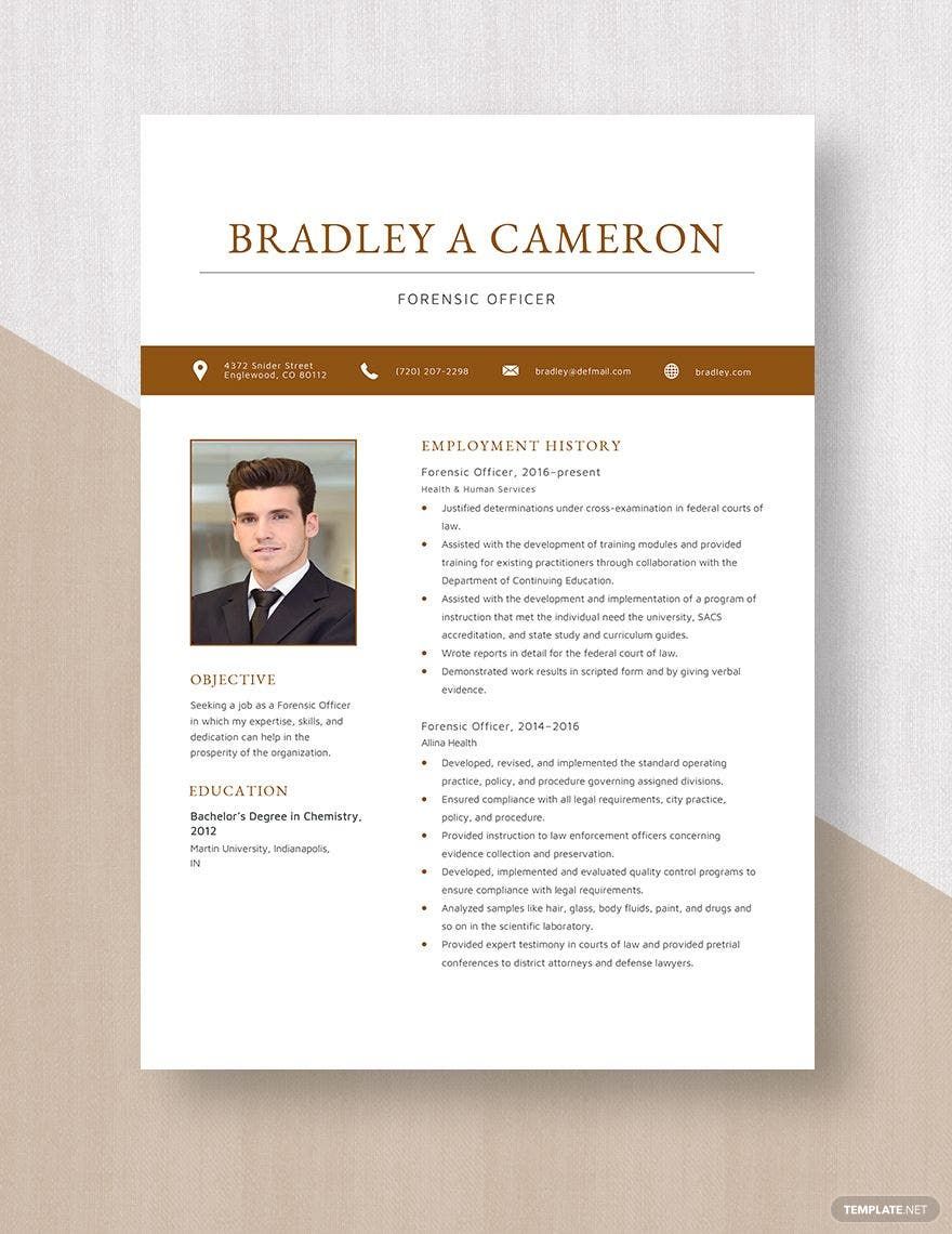 Forensic Officer Resume Template