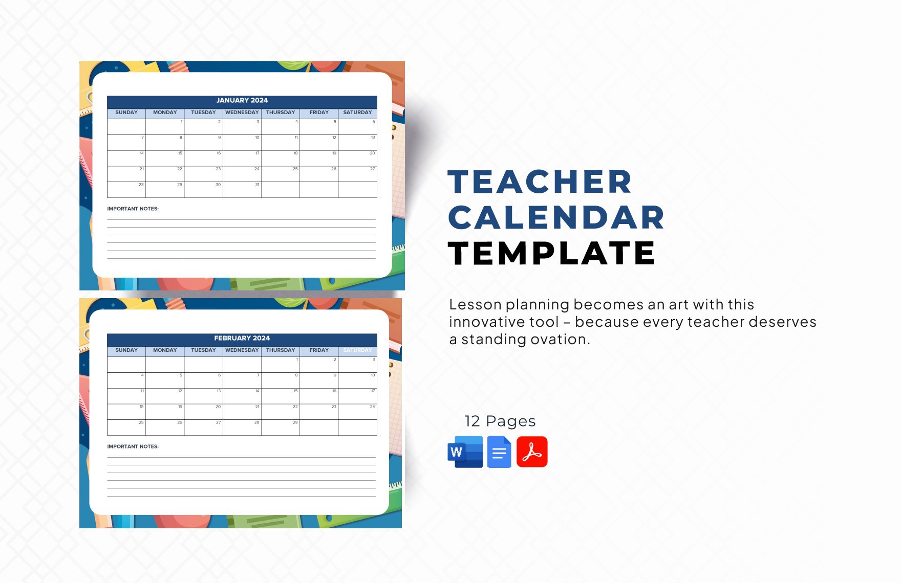 Teacher Calendar Template
