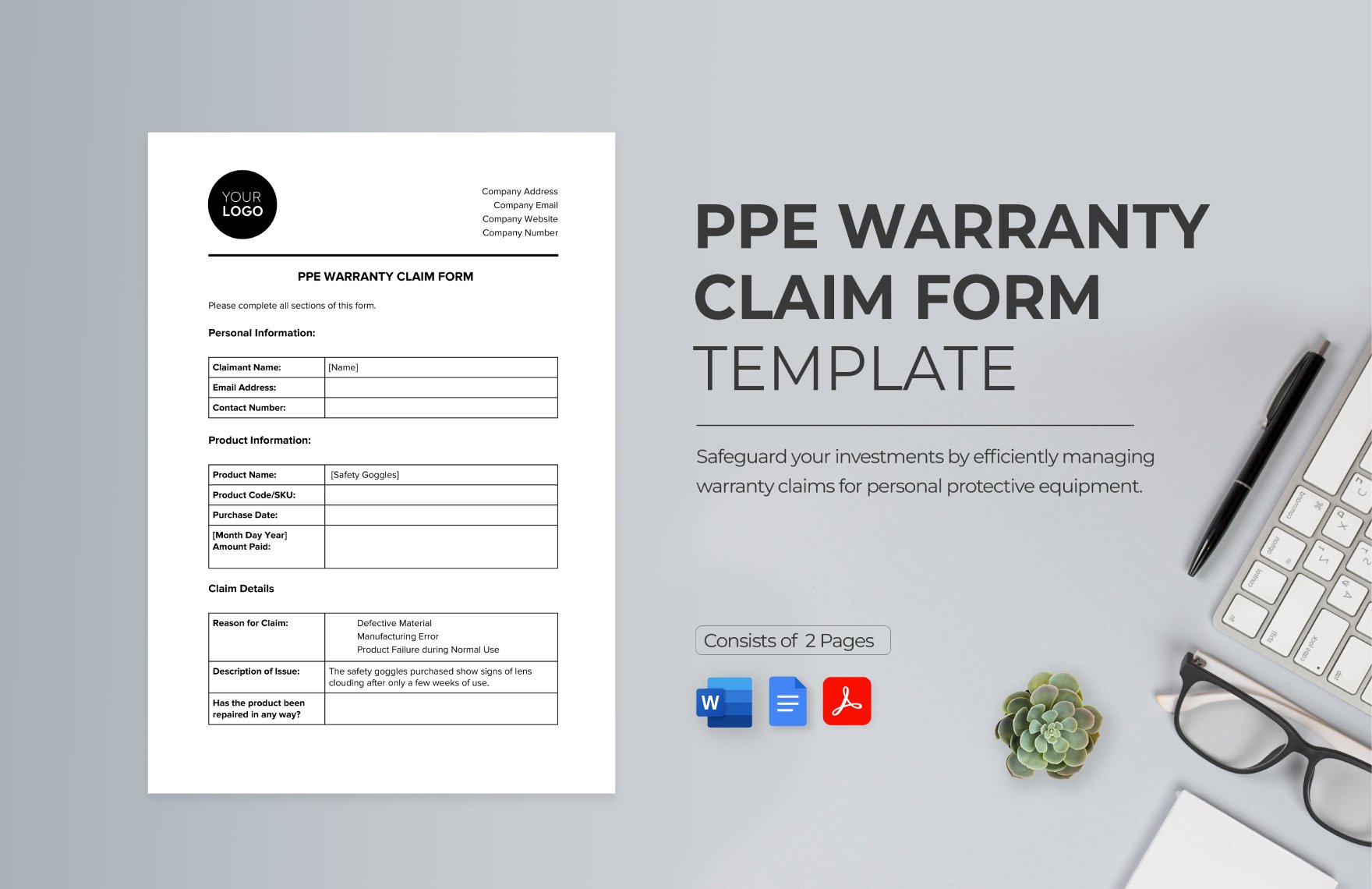 PPE Warranty Claim Form Template