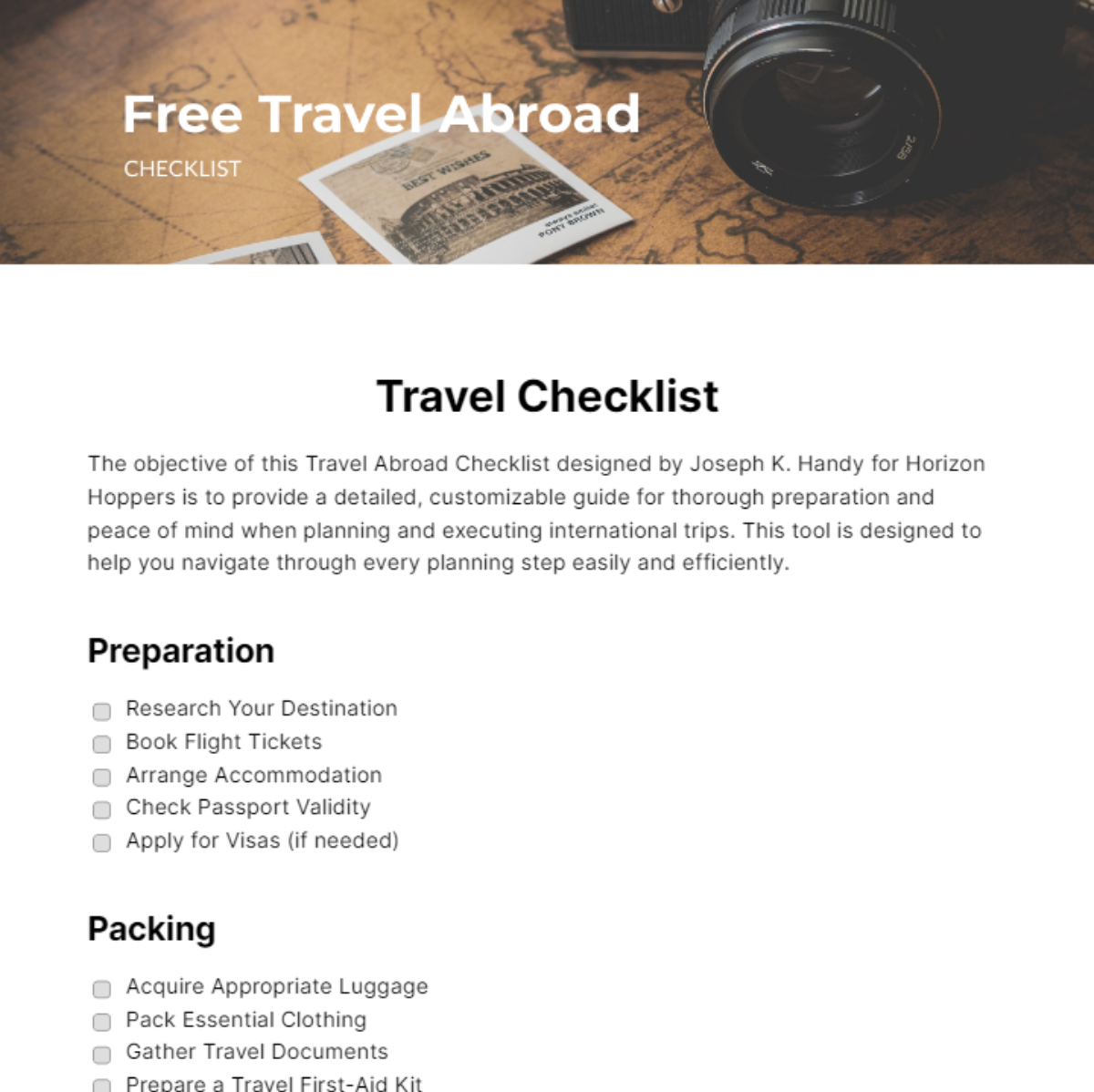 FREE Travel Checklist Templates & Examples - Edit Online & Download ...