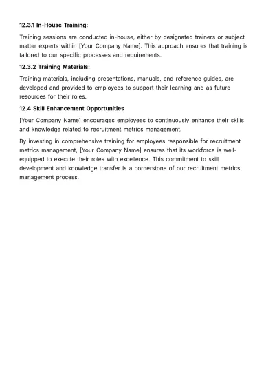 Free Recruitment Metrics SOP HR Template to Edit Online