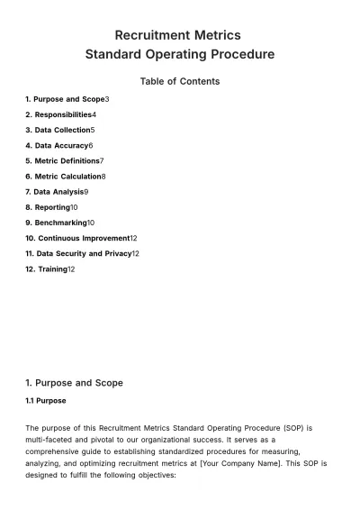 Free Recruitment Metrics SOP HR Template to Edit Online