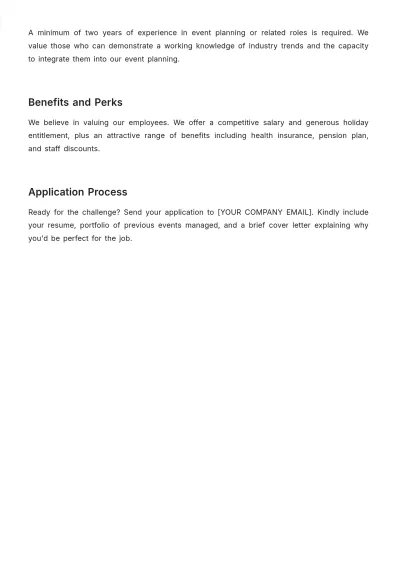 Free Public Relations (PR) Event Coordinator Job Description Template to Edit Online