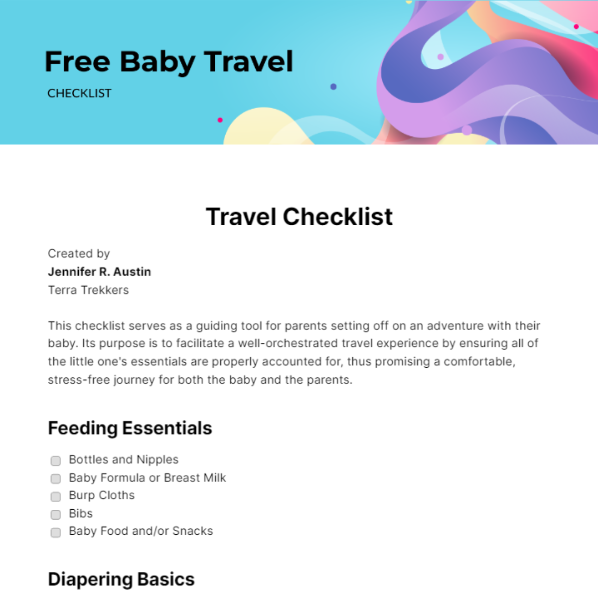 Baby Travel Checklist