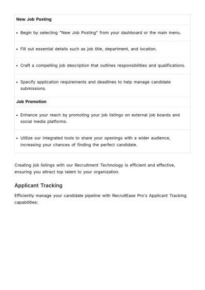 Free Recruitment Technology User Guide HR Template to Edit Online