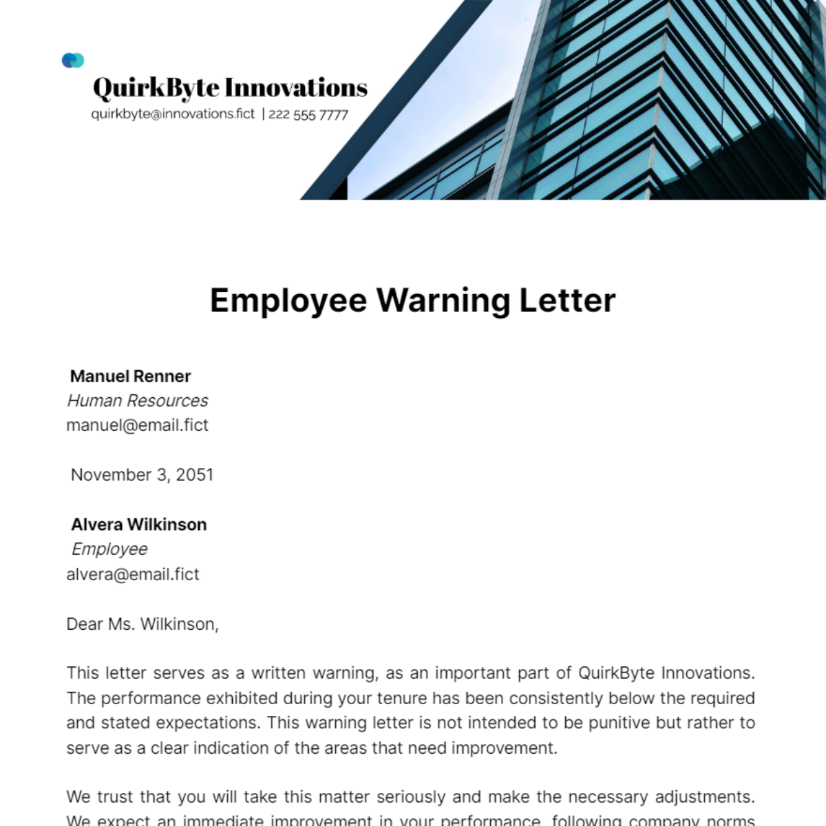 Employee Warning Letter Template