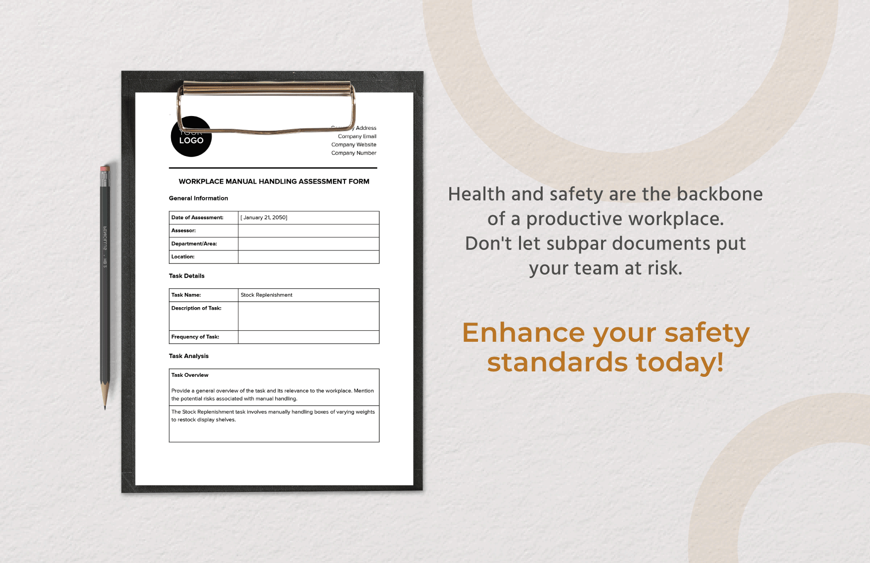 Workplace Manual Handling Assessment Form Template