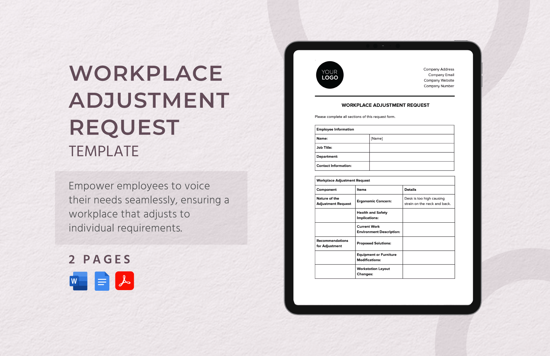 Workplace Adjustment Request Template