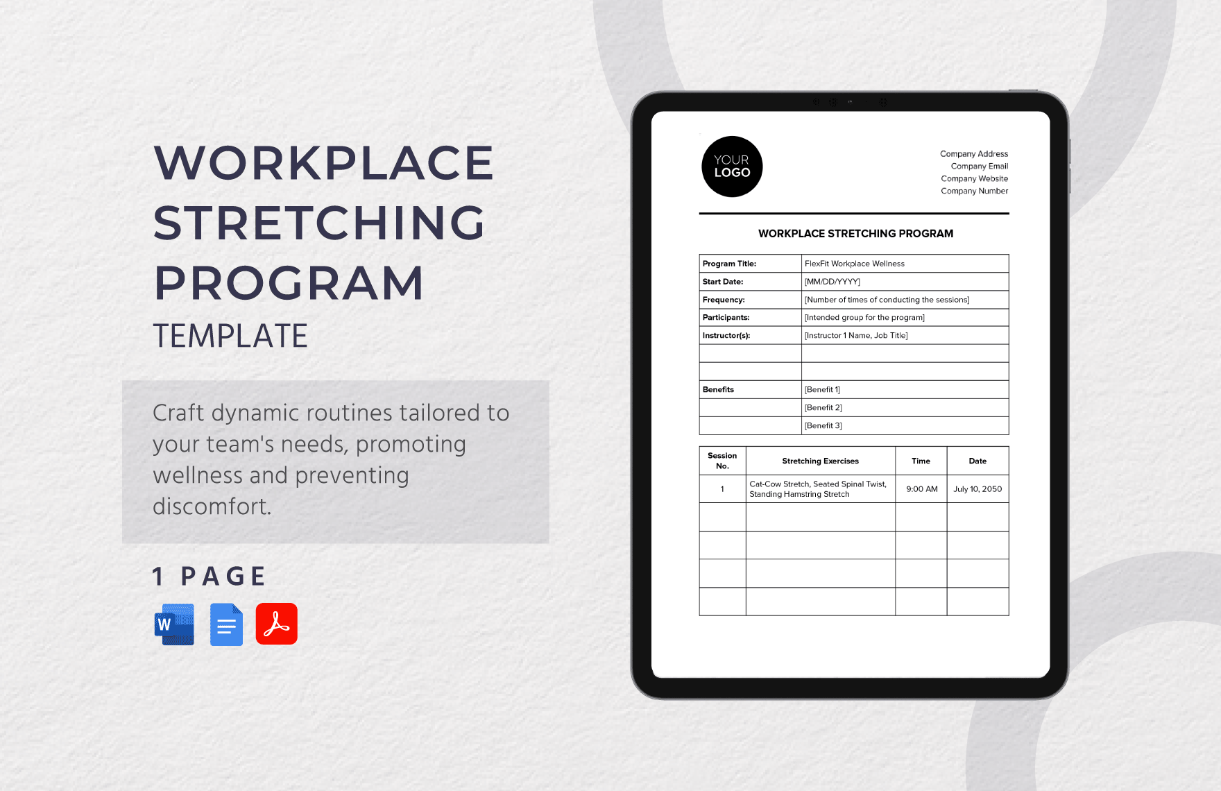 Workplace Stretching Program Template