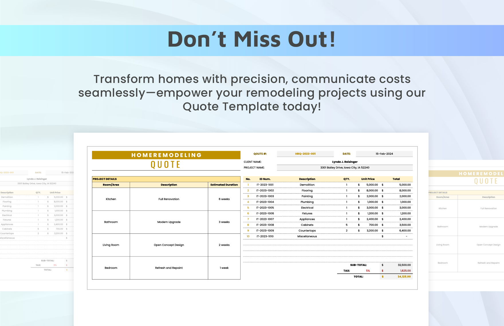 Home Remodeling Quote Template