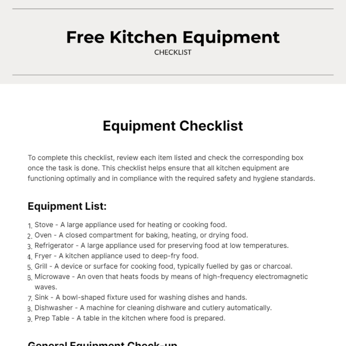 FREE Equipment Checklist Templates & Examples - Edit Online & Download