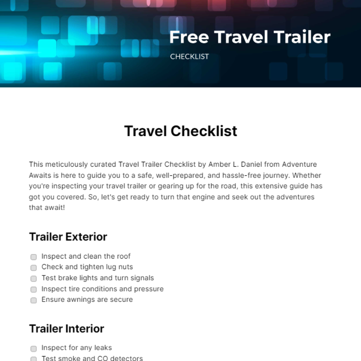 travel trailer checklist app