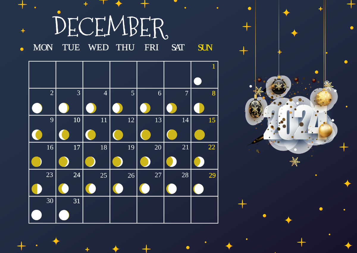 December 2024 Moon Phase Calendar Template