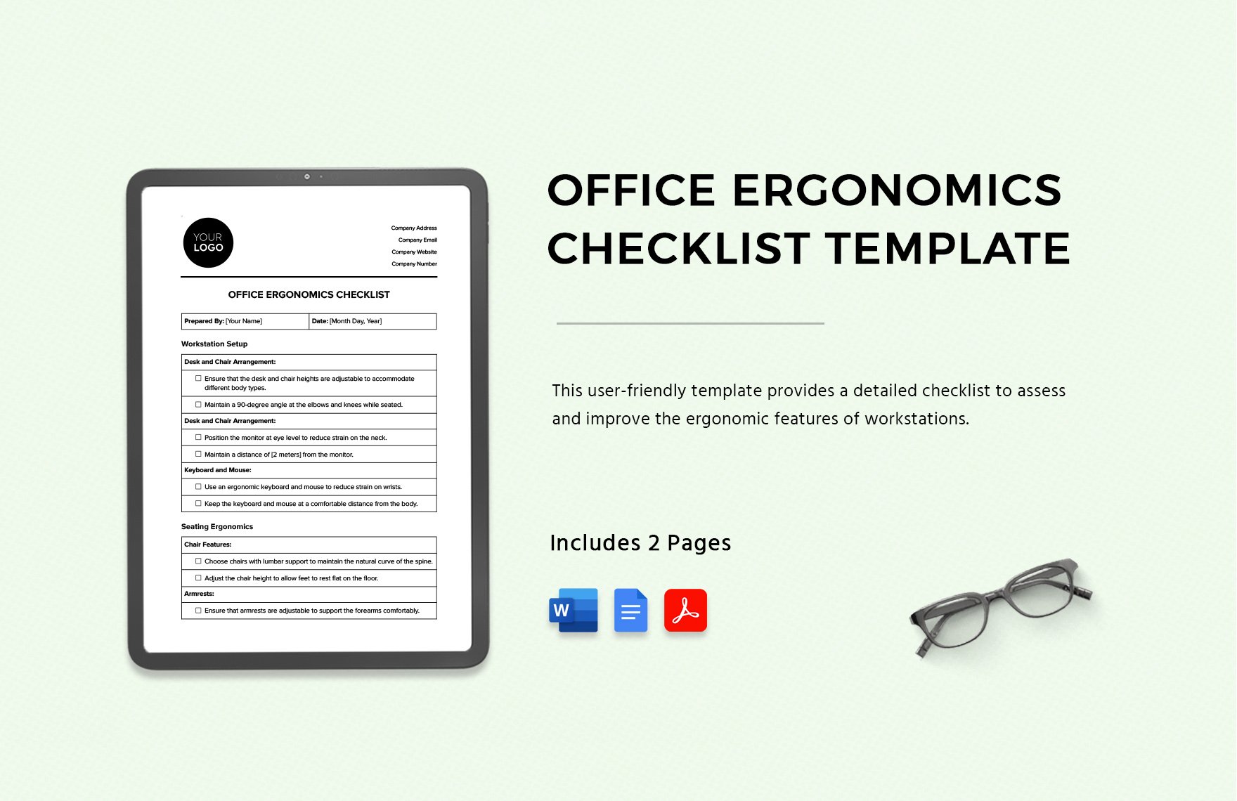 Office Ergonomics Checklist Template