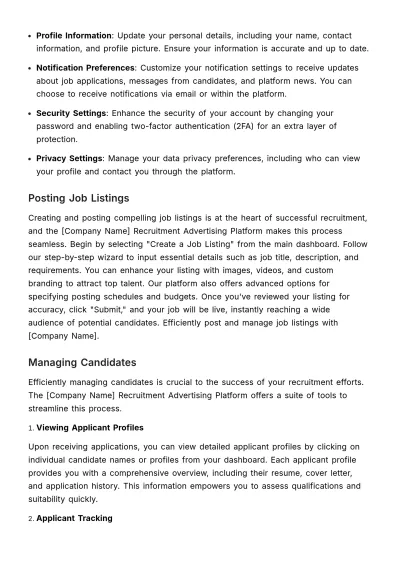 Free Recruitment Advertising User Guide HR Template to Edit Online