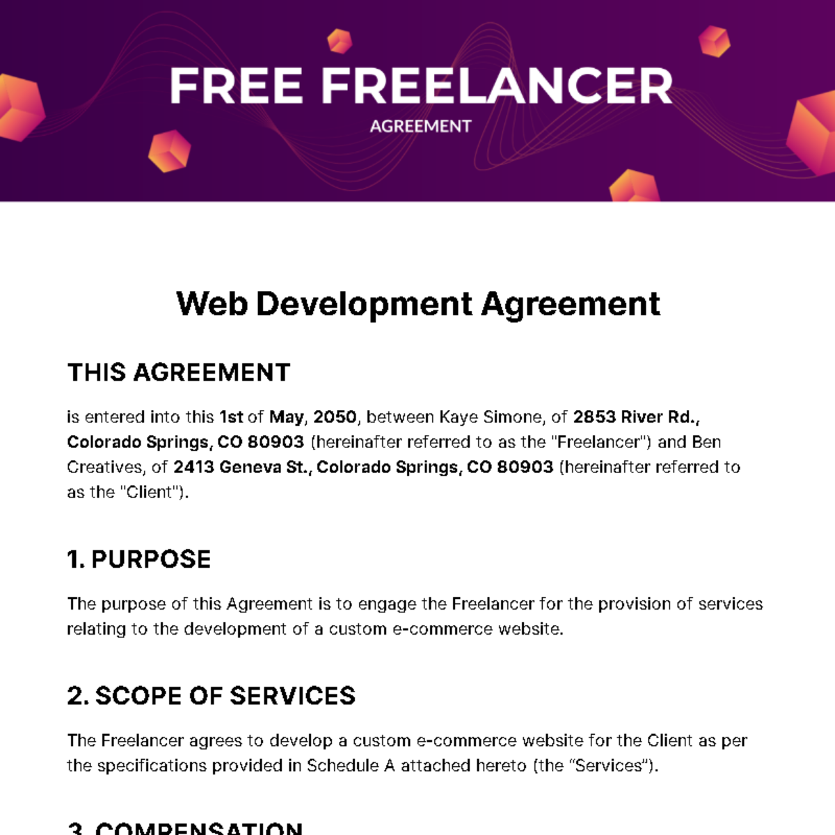 Freelancer Agreement  Template