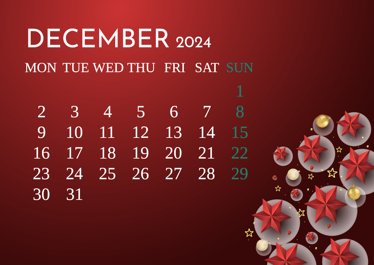 Free December Calendar 2024 Printable Template - Edit Online & Download