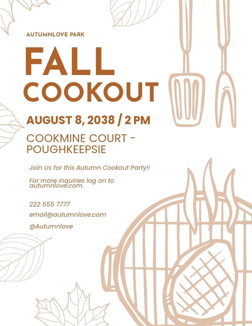 Fall Cookout Flyer Template Google Docs Illustrator InDesign Word