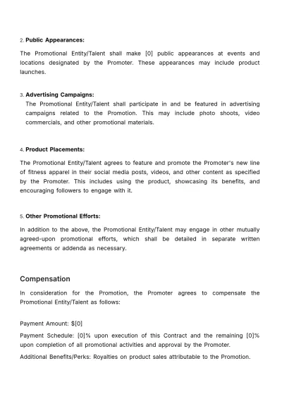 Free Promotion Contract HR Template to Edit Online