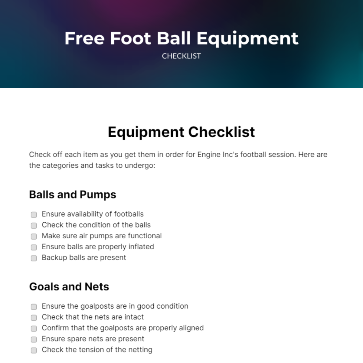 FREE Equipment Checklist Templates & Examples Edit Online & Download